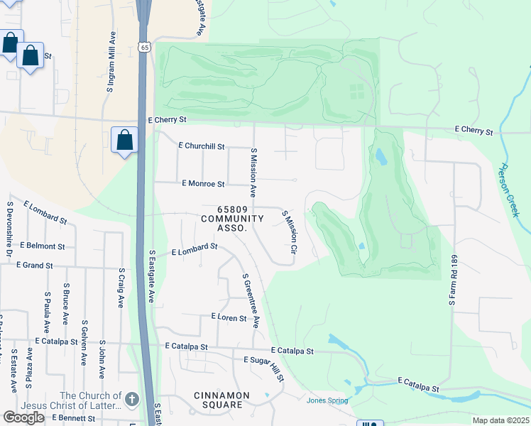 map of restaurants, bars, coffee shops, grocery stores, and more near 856 South Mission Avenue in Springfield