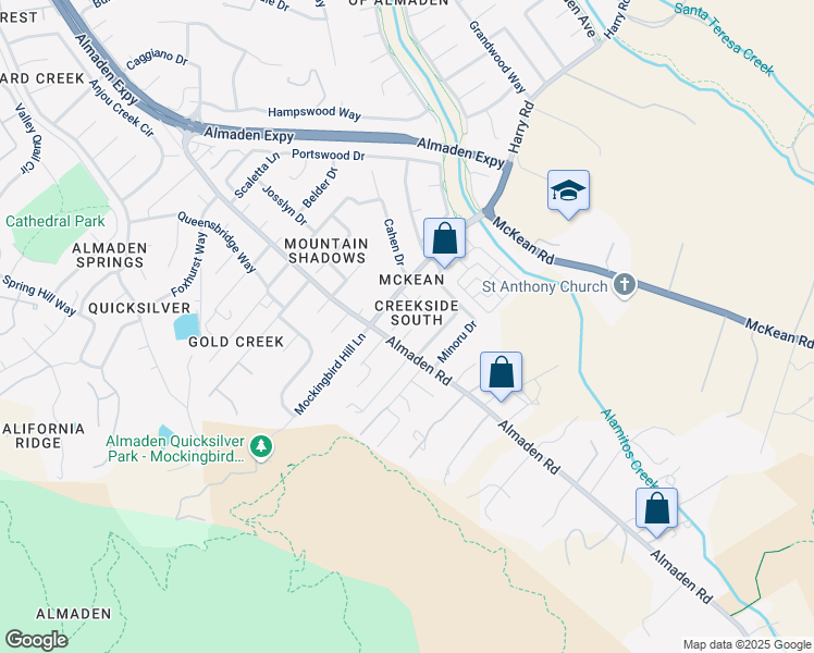 map of restaurants, bars, coffee shops, grocery stores, and more near 7330 Alexis Manor Place in San Jose