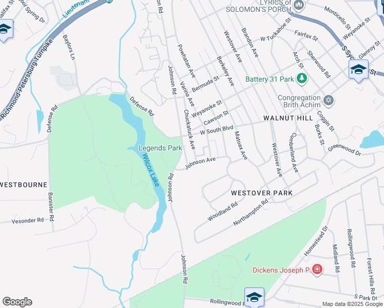 map of restaurants, bars, coffee shops, grocery stores, and more near 1904 Chuckatuck Avenue in Petersburg