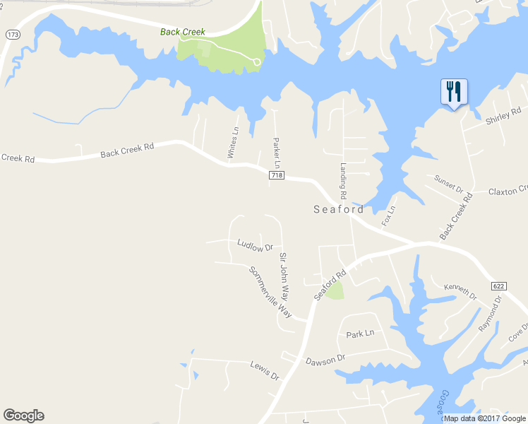 map of restaurants, bars, coffee shops, grocery stores, and more near 218 Sir John Way in Seaford