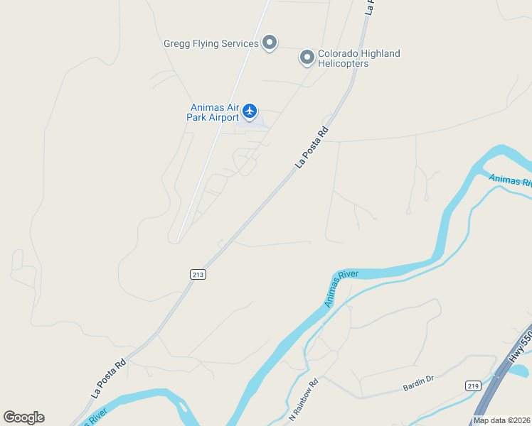 map of restaurants, bars, coffee shops, grocery stores, and more near 10143 County Road 213 in Durango