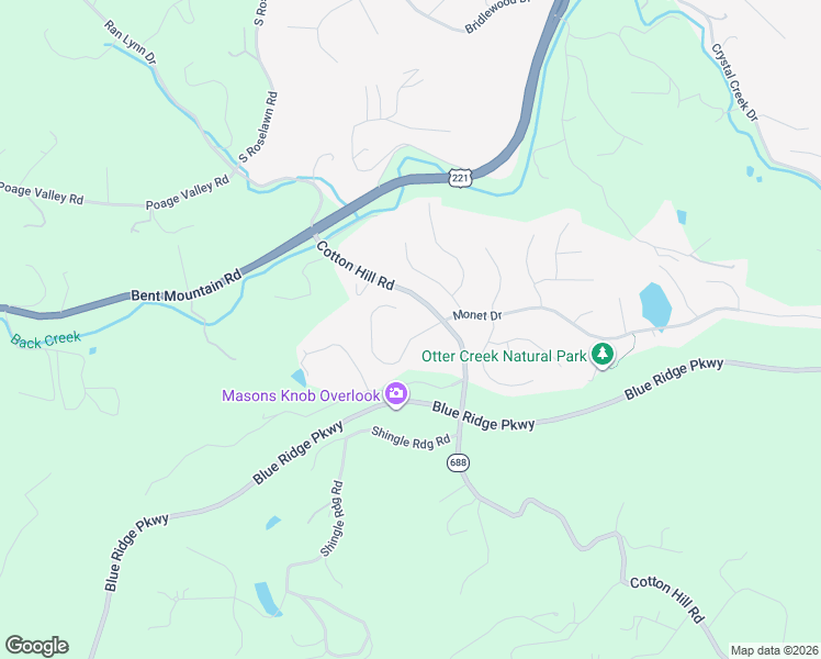 map of restaurants, bars, coffee shops, grocery stores, and more near 5894 Monet Drive in Roanoke