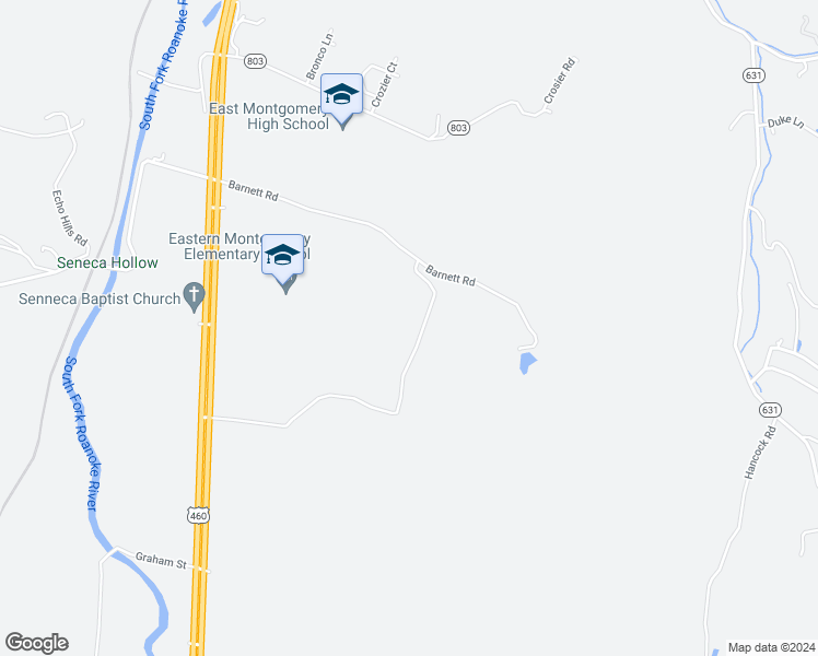 map of restaurants, bars, coffee shops, grocery stores, and more near 4660 Barnett Road in Elliston