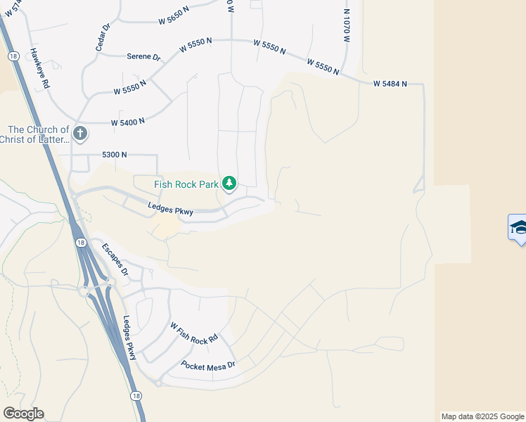 map of restaurants, bars, coffee shops, grocery stores, and more near 1319 West Shinnecock Circle in St. George