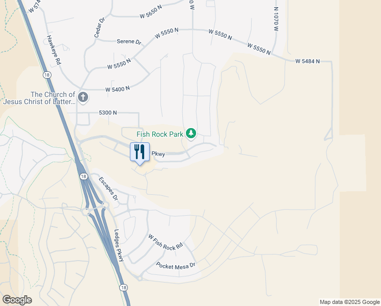 map of restaurants, bars, coffee shops, grocery stores, and more near 1434 West Shinnecock Circle in St. George