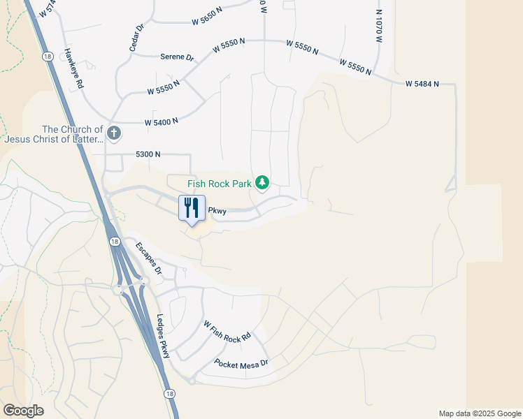 map of restaurants, bars, coffee shops, grocery stores, and more near 1434 West Shinnecock Circle in St. George