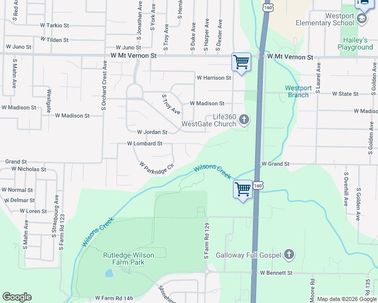 map of restaurants, bars, coffee shops, grocery stores, and more near 912 South Duke Court in Springfield