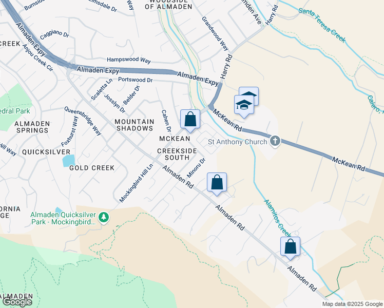 map of restaurants, bars, coffee shops, grocery stores, and more near 1061 Big Sur Drive in San Jose