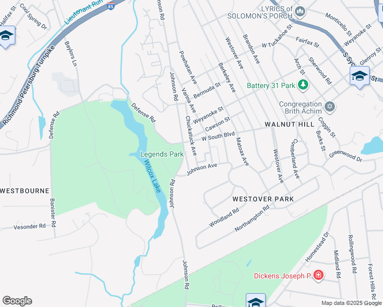 map of restaurants, bars, coffee shops, grocery stores, and more near 1904 Chuckatuck Avenue in Petersburg