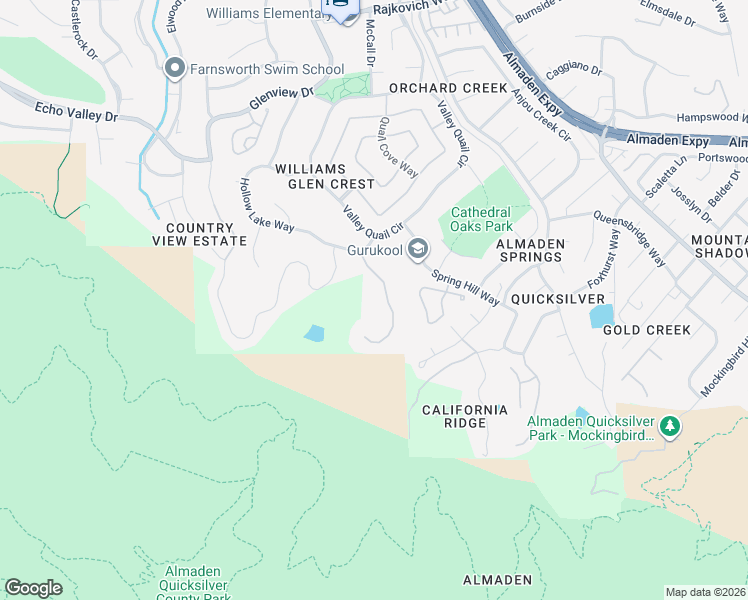 map of restaurants, bars, coffee shops, grocery stores, and more near 7003 Hollow Lake Way in San Jose