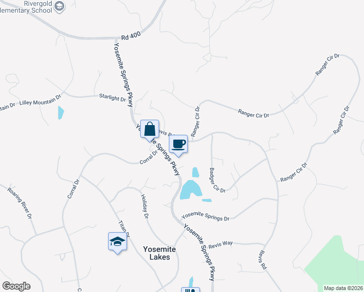 map of restaurants, bars, coffee shops, grocery stores, and more near 31160 Revis Road in Coarsegold