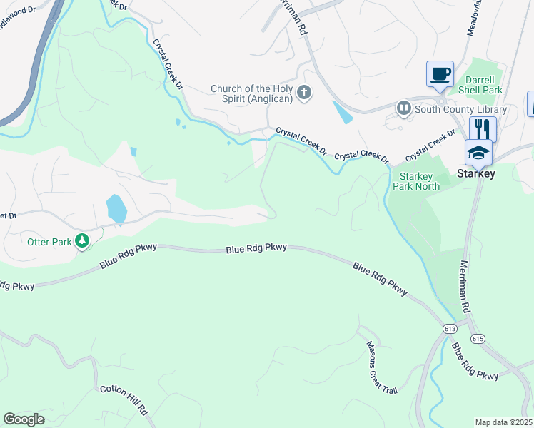 map of restaurants, bars, coffee shops, grocery stores, and more near 5641 Lowland Lane in Roanoke