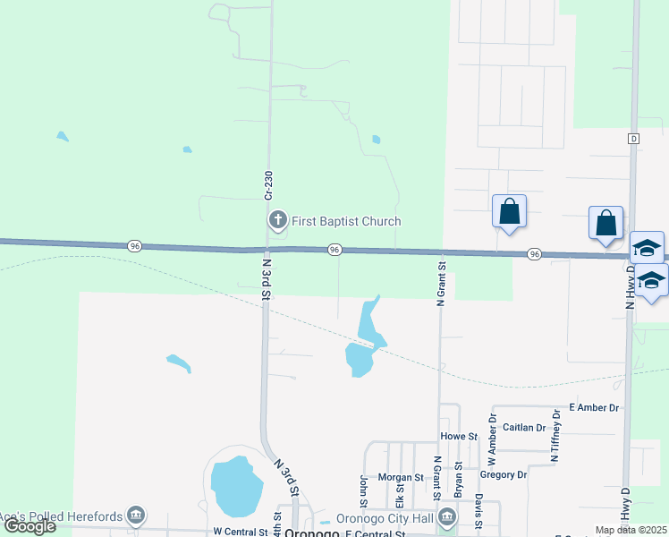 map of restaurants, bars, coffee shops, grocery stores, and more near 855 County Lane 228 in Oronogo