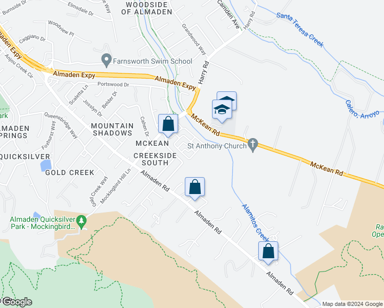 map of restaurants, bars, coffee shops, grocery stores, and more near in San Jose