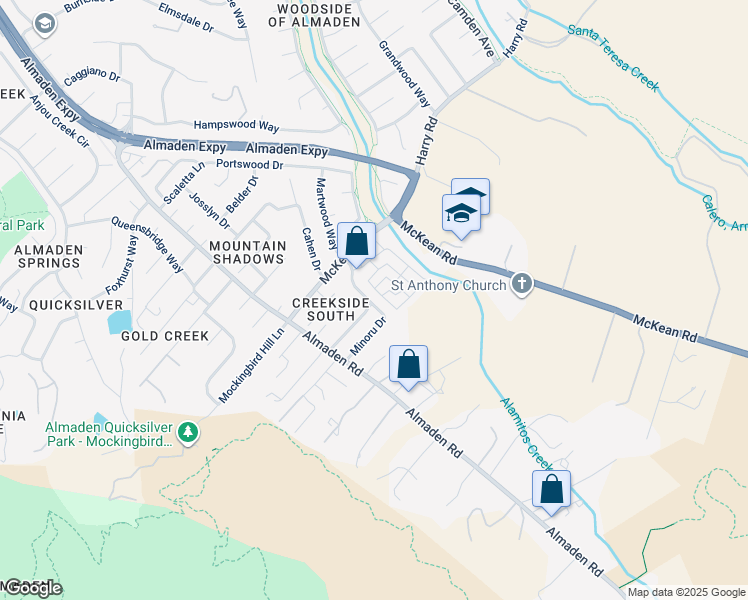 map of restaurants, bars, coffee shops, grocery stores, and more near 1061 Big Sur Drive in San Jose