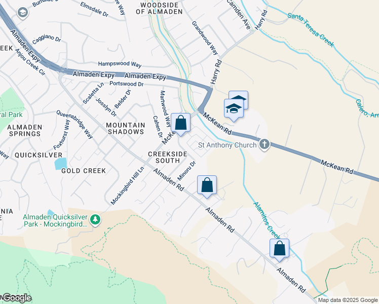 map of restaurants, bars, coffee shops, grocery stores, and more near 1061 Big Sur Drive in San Jose