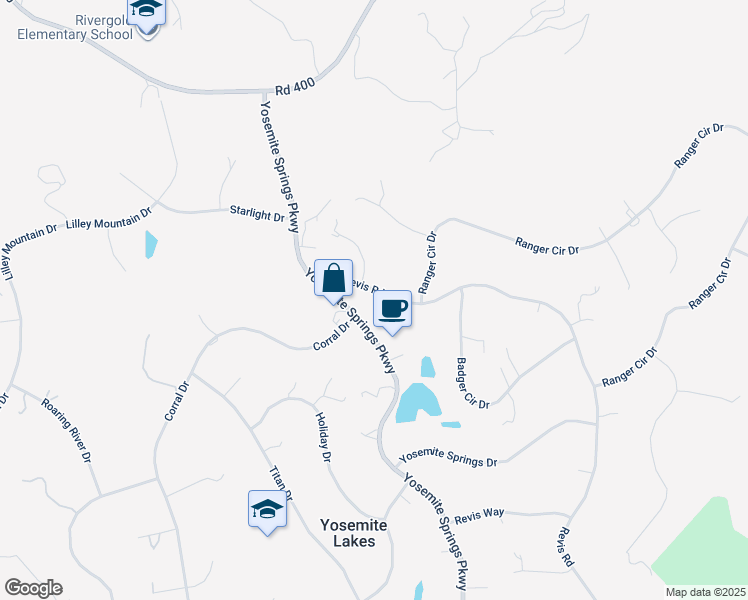 map of restaurants, bars, coffee shops, grocery stores, and more near 31200 Revis Road in Coarsegold