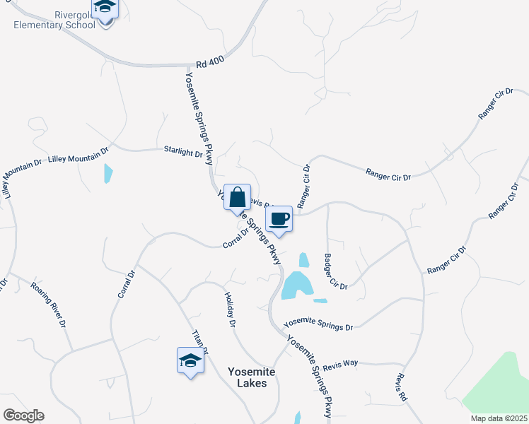 map of restaurants, bars, coffee shops, grocery stores, and more near 31200 Revis Road in Coarsegold