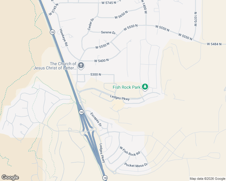 map of restaurants, bars, coffee shops, grocery stores, and more near 1624 Ledges Parkway in St. George
