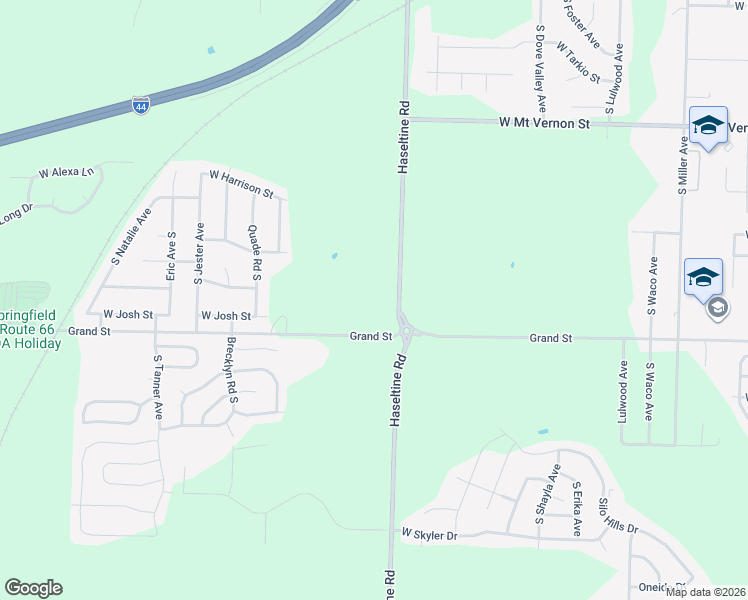 map of restaurants, bars, coffee shops, grocery stores, and more near 501-999 South Farm Road 115 in Springfield