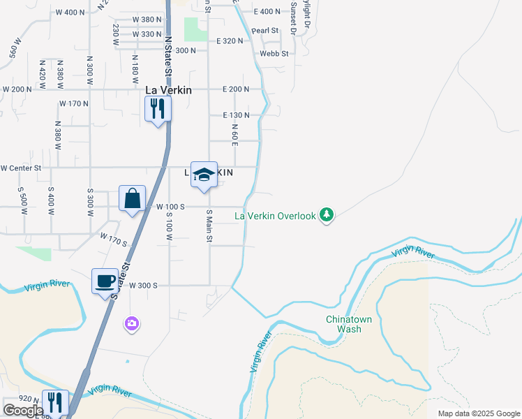 map of restaurants, bars, coffee shops, grocery stores, and more near South Valley View Drive in La Verkin