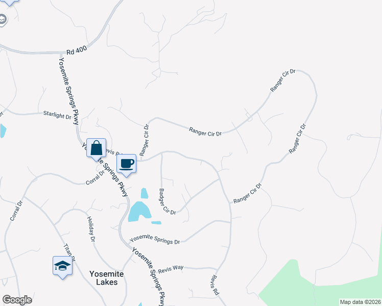 map of restaurants, bars, coffee shops, grocery stores, and more near 31023 Revis Road in Coarsegold