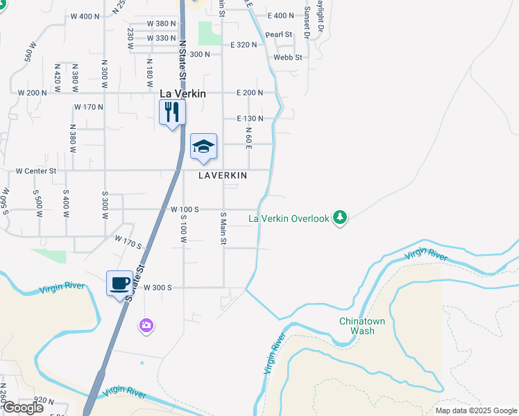 map of restaurants, bars, coffee shops, grocery stores, and more near South Valley View Drive in La Verkin