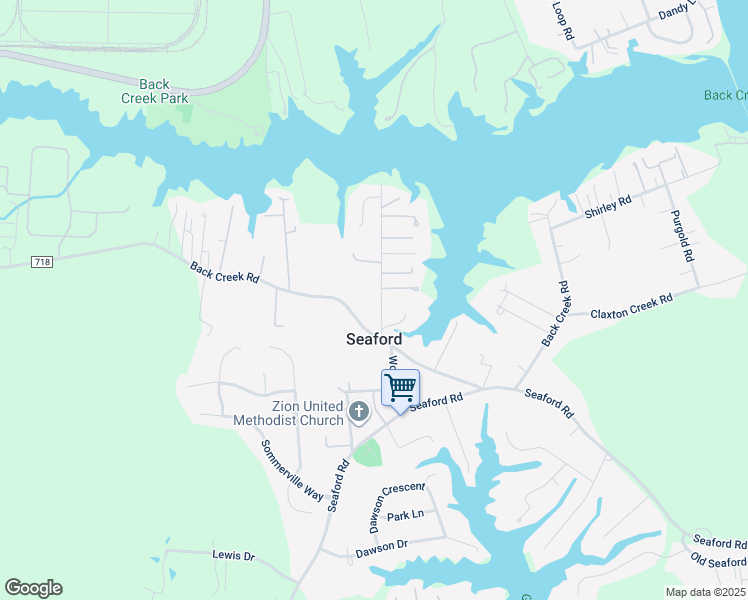 map of restaurants, bars, coffee shops, grocery stores, and more near 117 Landing Road in Seaford