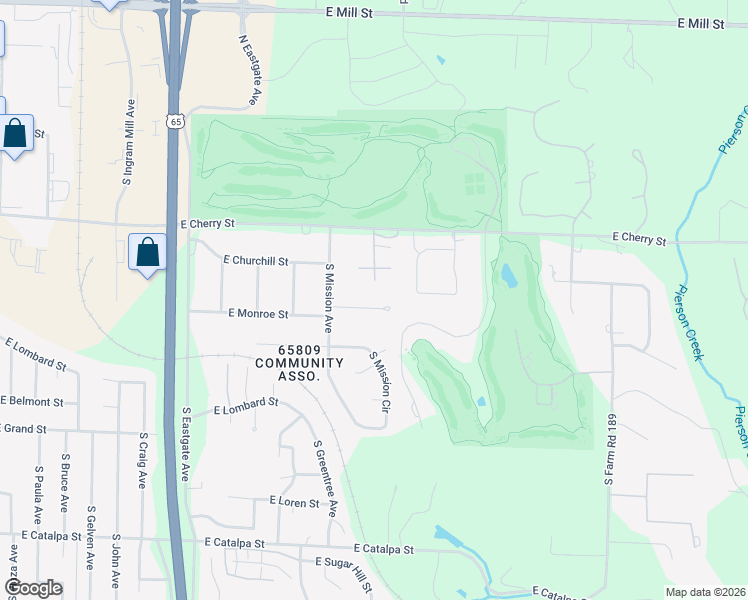 map of restaurants, bars, coffee shops, grocery stores, and more near 3733 E Monroe St in Springfield