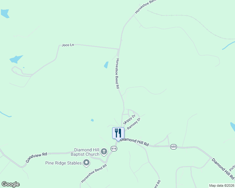 map of restaurants, bars, coffee shops, grocery stores, and more near 3047 Horseshoe Bend Road in Moneta