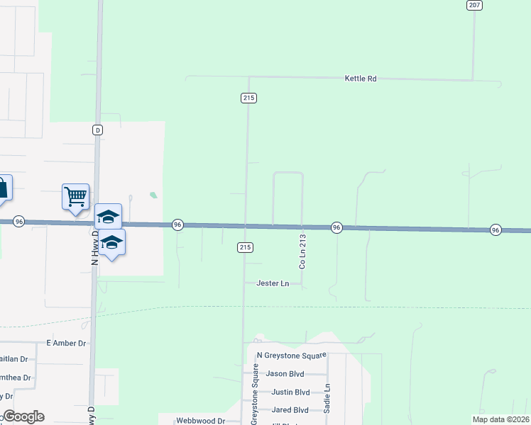 map of restaurants, bars, coffee shops, grocery stores, and more near 10340 County Loop 213 in Webb City