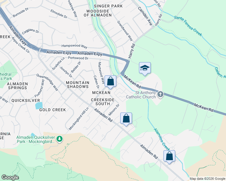 map of restaurants, bars, coffee shops, grocery stores, and more near 1038 Kiser Drive in San Jose