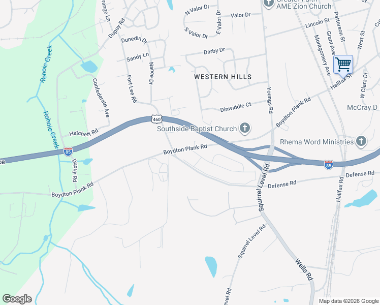 map of restaurants, bars, coffee shops, grocery stores, and more near 2528 Parkview Avenue in Petersburg