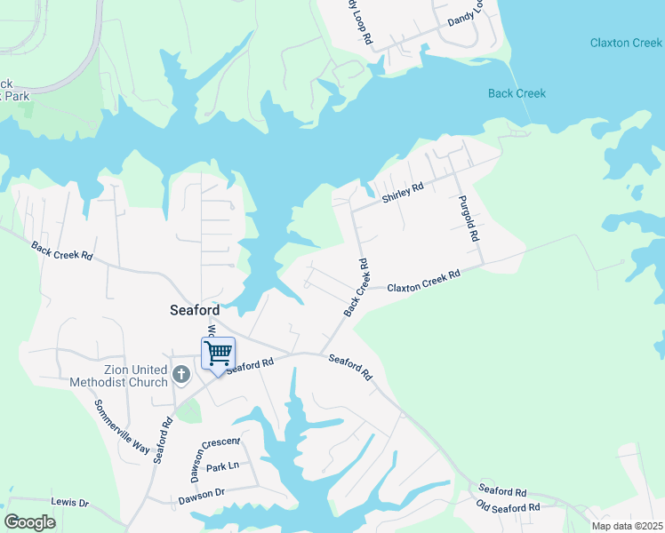 map of restaurants, bars, coffee shops, grocery stores, and more near 108 Sunset Drive in Seaford