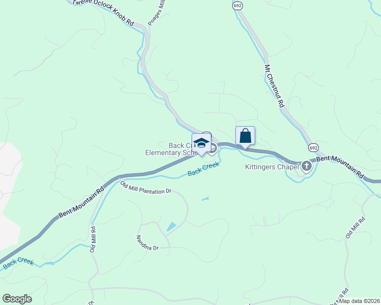 map of restaurants, bars, coffee shops, grocery stores, and more near 7167 Bent Mountain Road in Roanoke