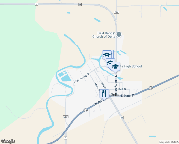 map of restaurants, bars, coffee shops, grocery stores, and more near 302 West Mc Kinley Street in Advance