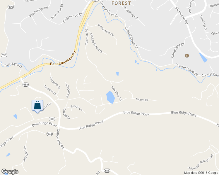 map of restaurants, bars, coffee shops, grocery stores, and more near 6462 Eastshire Court in Roanoke