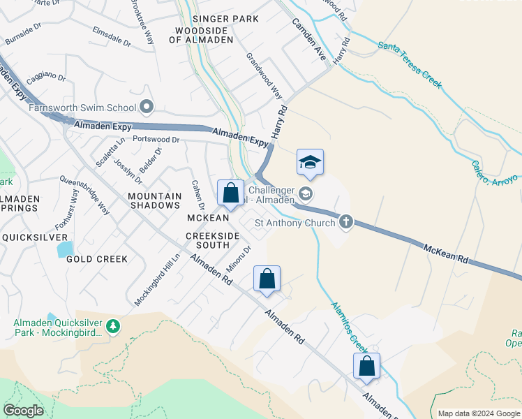 map of restaurants, bars, coffee shops, grocery stores, and more near 998 Kiser Drive in San Jose