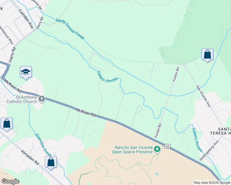 map of restaurants, bars, coffee shops, grocery stores, and more near 20720 McKean Road in San Jose