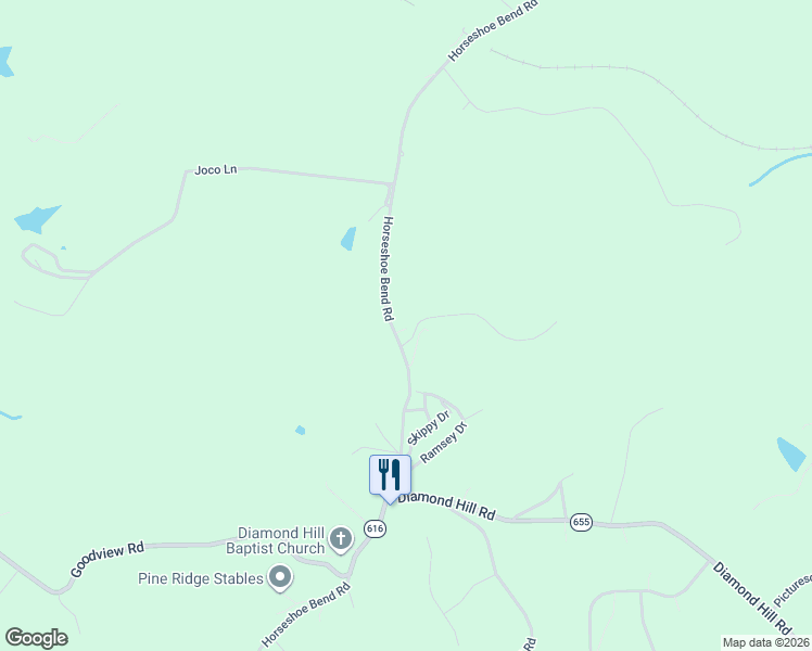 map of restaurants, bars, coffee shops, grocery stores, and more near 3047-3083 Horseshoe Bend Road in Moneta