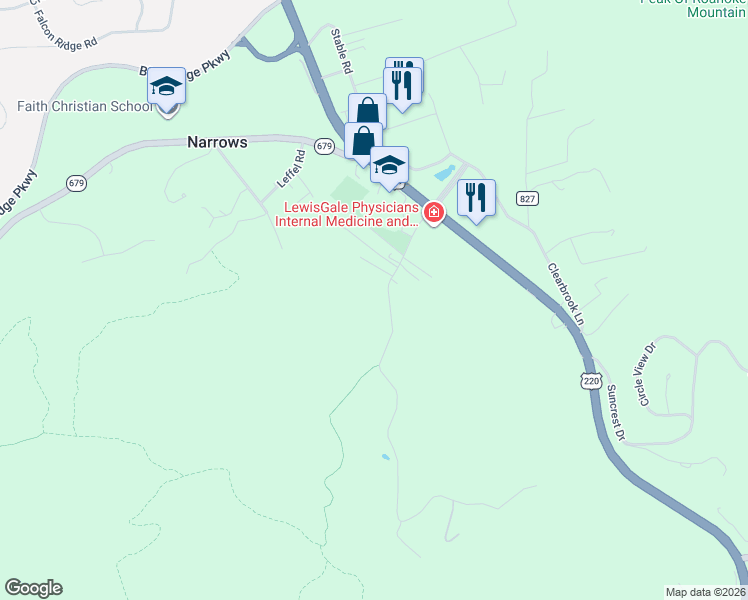 map of restaurants, bars, coffee shops, grocery stores, and more near 5384-5388 Indian Grave Road Southwest in Roanoke