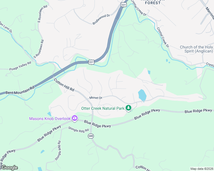 map of restaurants, bars, coffee shops, grocery stores, and more near 5834 Chagall Circle in Roanoke