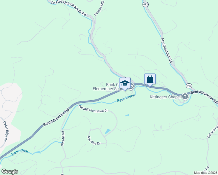 map of restaurants, bars, coffee shops, grocery stores, and more near 7179 Bent Mountain Road in Roanoke