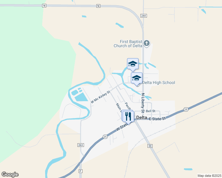 map of restaurants, bars, coffee shops, grocery stores, and more near 302 West Mc Kinley Street in Advance