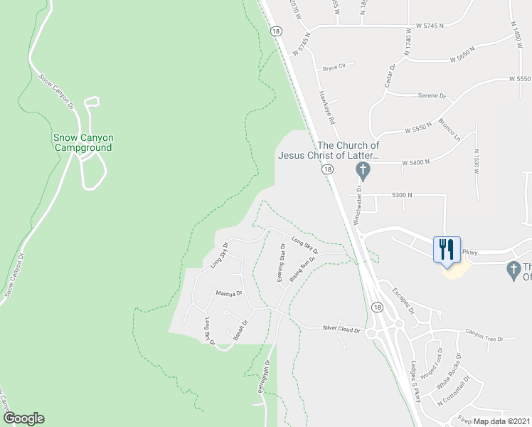 map of restaurants, bars, coffee shops, grocery stores, and more near 2110 W Long Sky Dr in St George