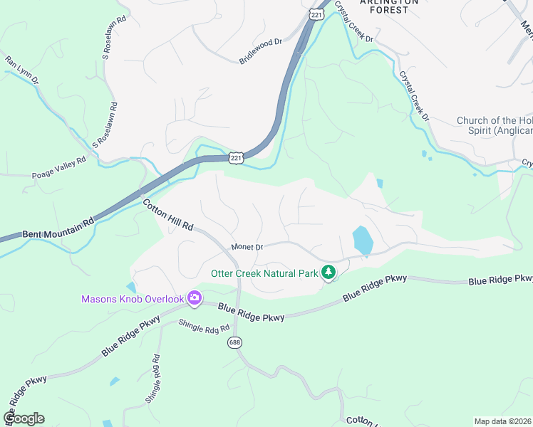 map of restaurants, bars, coffee shops, grocery stores, and more near 5834 Chagall Circle in Roanoke