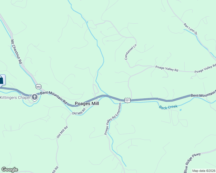 map of restaurants, bars, coffee shops, grocery stores, and more near 6427 Bent Mountain Road in Roanoke