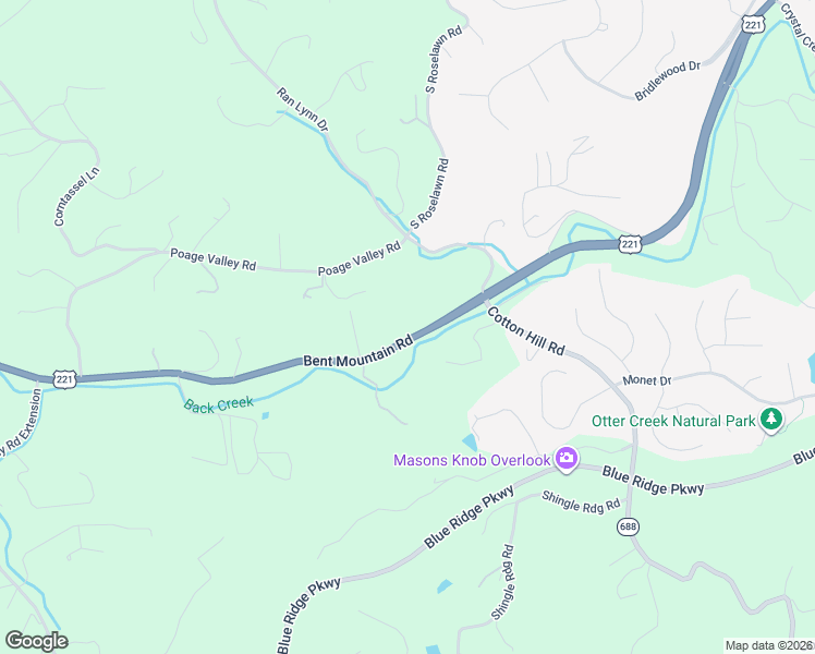 map of restaurants, bars, coffee shops, grocery stores, and more near 5883 Bent Mountain Road in Roanoke