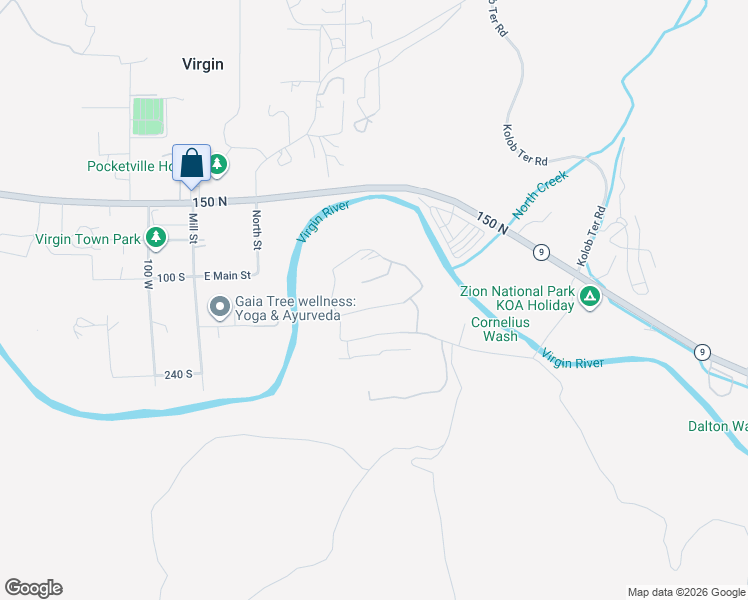 map of restaurants, bars, coffee shops, grocery stores, and more near 412 East Estrella Ridge in Virgin