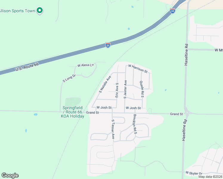 map of restaurants, bars, coffee shops, grocery stores, and more near 844 South Natalie Avenue in Springfield